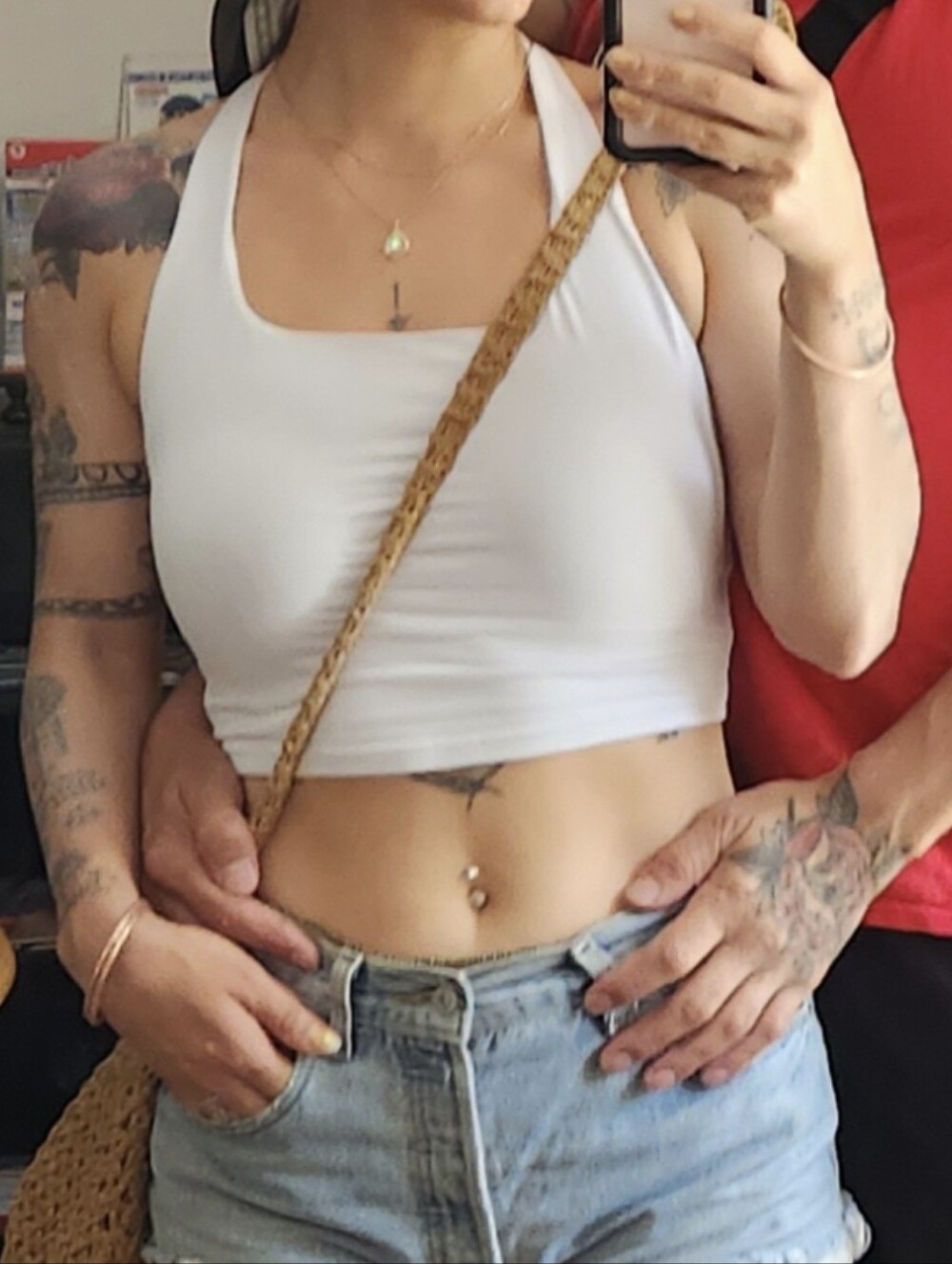 Reoria White Summer Halter Crop Top- Size M